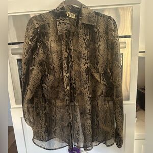 Show Me Your MuMu Sheer Snake Print long sleeve Blouse size M/L